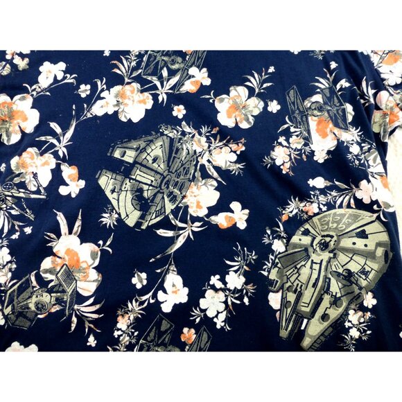 Star Wars Millennium Falcon Floral Hawaiian Button Shirt Large Nerdy Sci Fi Fan - Picture 5 of 9